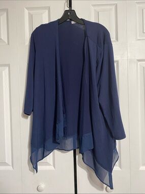 Notations navy blue lightweight knit open cardigan size LARGE